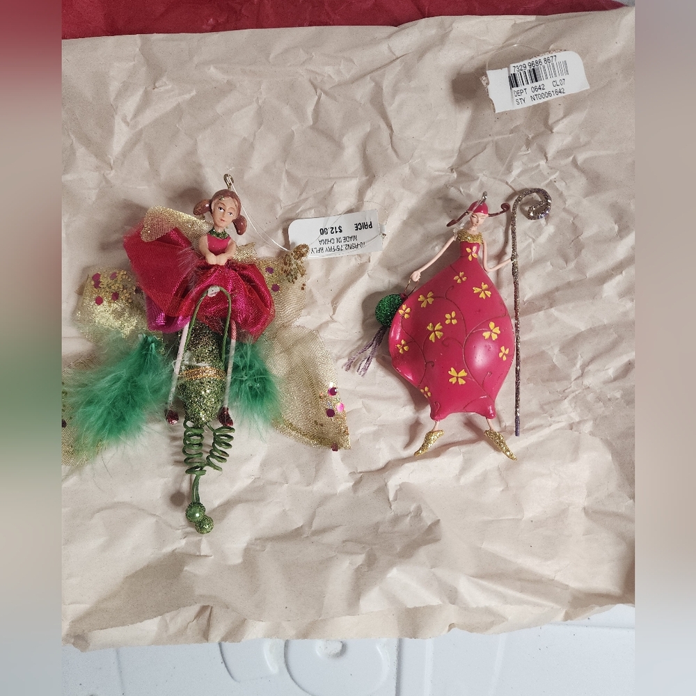 NWT - Festive Fairy Ornament Set - Red and Green